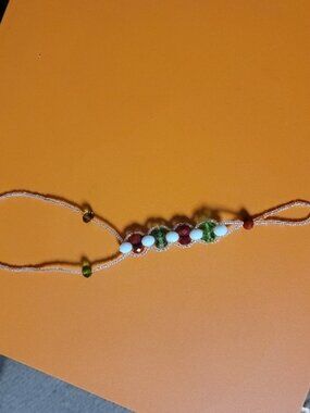 Beaded ankle and foot bracelet jewelry anklet red white green